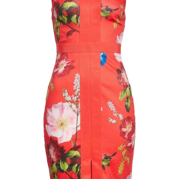 NWT TED BAKER Red Floral Print AMYLIA BODYCON - Picture 5 of 6